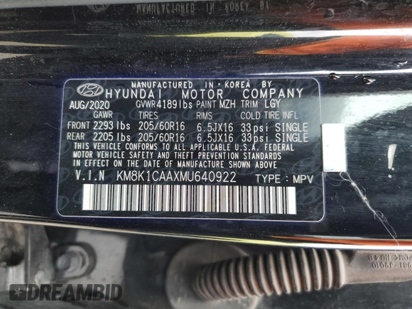 2021 Hyundai Kona SE with VIN KM8K1CAAXMU640922, listed as a Copart auction lot 47826965 with 122,411 mi miles and Salvage Title. Bid and sale history available at carsss.com. Image 13.