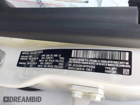 2023 Jeep Renegade Latitude with VIN ZACNJDB19PPP41832, listed as a IAAI auction lot 41744208 with 16,738 mi miles and . Bid and sale history available at DreamBid. Image 9.