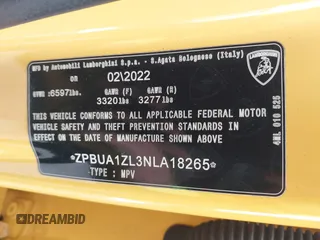 2022 Lamborghini Urus z VIN ZPBUA1ZL3NLA18265, wystawiony jako IAAI lot #40675659 z przebiegiem 46 439 mil mil oraz . Historia ofert i sprzedaży dostępna na DreamBid. Obrazek 9.