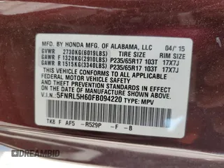 2015 Honda Odyssey EX-L z VIN 5FNRL5H60FB094220, wystawiony jako Copart lot #59840525 z przebiegiem 221 964 mil mil oraz Czysty tytuł • Clean title. Historia ofert i sprzedaży dostępna na DreamBid. Obrazek 13.