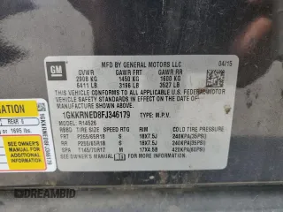 2015 GMC Acadia SLE with VIN 1GKKRNED8FJ346179, listed as a Copart auction lot 45358085 with 160,466 mi miles and Salvage Title. Bid and sale history available at DreamBid. Image 13.