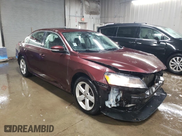 2013 Volkswagen Passat SE with VIN 1VWBH7A39DC090351, listed as a Copart auction lot 45760715 with 167,404 mi miles and Salvage Title. Bid and sale history available at carsss.com. Image 4.