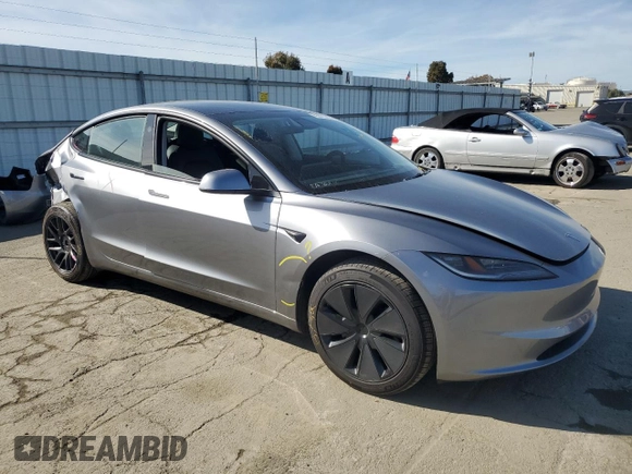 2025 Tesla Model 3 Long Range with VIN 5YJ3E1EA8SF890337, listed as a Copart auction lot 45023425 with 1,765 mi miles and Salvage Title. Bid and sale history available at DreamBid. Image 4.