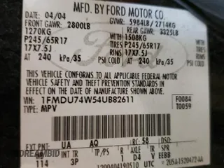 2004 Ford Explorer Eddie Bauer with VIN 1FMDU74W54UB82611, listed as a Copart auction lot 48782865 with 264,387 mi miles and Clean title. Bid and sale history available at DreamBid. Image 13.