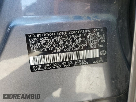 2014 Lexus IS 250 with VIN JTHBF1D22E5036984, listed as a Copart auction lot 49635425 with 135,778 mi miles and Salvage Title. Bid and sale history available at carsss.com. Image 13.