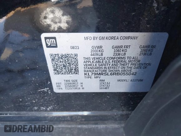 2024 Chevrolet TrailBlazer LT with VIN KL79MRSL6RB055042, listed as a IAAI auction lot 41676033 with 35,304 mi miles and . Bid and sale history available at DreamBid. Image 9.