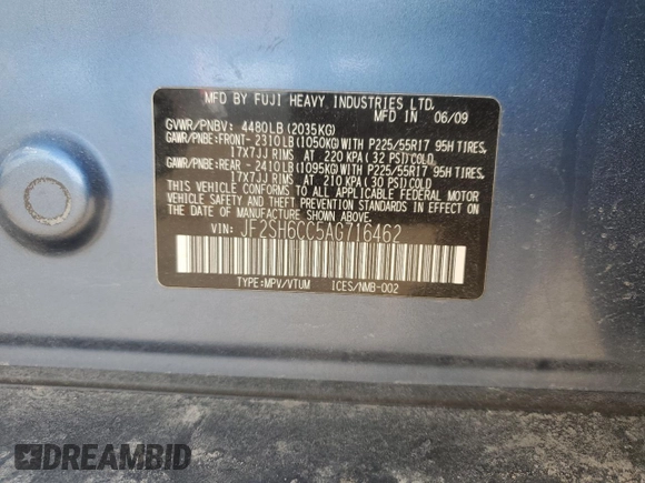 2010 Subaru Forester 2.5X Premium with VIN JF2SH6CC5AG716462, listed as a Copart auction lot 45674735 with 164,601 mi miles and Salvage Title. Bid and sale history available at carsss.com. Image 13.
