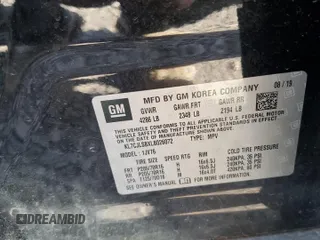 2020 Chevrolet Trax LT z VIN KL7CJLSBXLB026072, wystawiony jako Copart lot #52309265 z przebiegiem Nie podano mil oraz Szkoda całkowita • Salvage title. Historia ofert i sprzedaży dostępna na DreamBid. Obrazek 14.