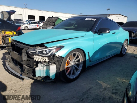 2018 Infiniti Q60 Sport with VIN JN1EV7EK6JM341104, listed as a Copart auction lot 82397074 with 53,666 mi miles and Salvage Title. Bid and sale history available at DreamBid. Image 1.