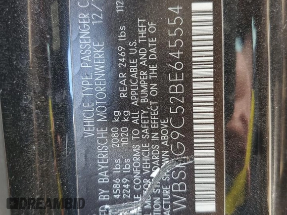 2011 BMW M3 with VIN WBSKG9C52BE645554, listed as a Copart auction lot 72788864 with 151,757 mi miles and Salvage Title. Bid and sale history available at carsss.com. Image 13.