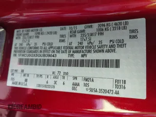 2016 Ford Escape SE с VIN 1FMCU0GX5GUB39043, выставлен на аукционе IAAI как лот 42464213 с пробегом 92 478 миль миль и . История ставок и продаж доступна на DreamBid. Изображение 9.