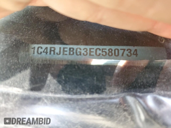 2014 Jeep Grand Cherokee Limited with VIN 1C4RJEBG3EC580734, listed as a Copart auction lot 54830525 with 154,233 mi miles and Salvage Title. Bid and sale history available at DreamBid. Image 13.