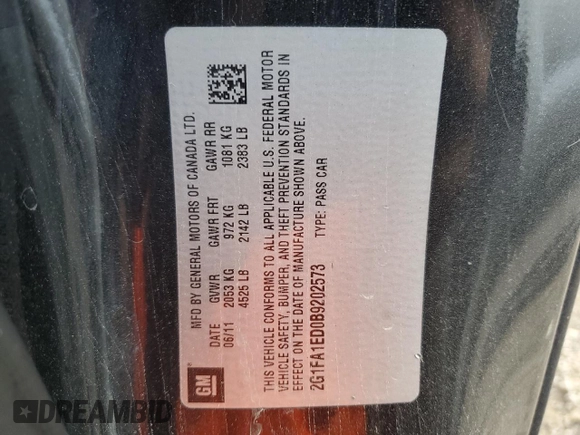 2011 Chevrolet Camaro 2LS z VIN 2G1FA1ED0B9202573, wystawiony jako Copart lot #44389915 z przebiegiem Nie podano mil oraz Szkoda całkowita • Salvage title. Historia ofert i sprzedaży dostępna na DreamBid. Obrazek 13.