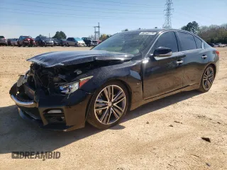 2014 Infiniti Q50 Sport with VIN JN1BV7AP9EM689053, listed as a Copart auction lot 50143775 with 148,971 mi miles and Salvage Title. Bid and sale history available at DreamBid. Image 1.