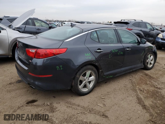 2015 Kia Optima LX with VIN KNAGM4A79F5642604, listed as a Copart auction lot 85157924 with 62,066 mi miles and Salvage Title. Bid and sale history available at carsss.com. Image 3.