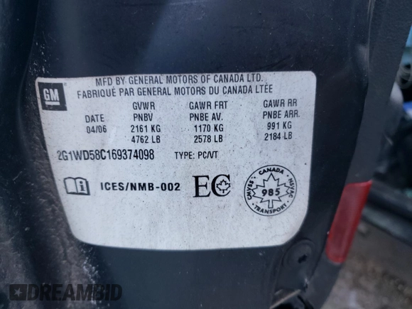 2006 Chevrolet Impala SS with VIN 2G1WD58C169374098, listed as a Copart auction lot 42009695 with Not Provided miles and Non Repairable. Bid and sale history available at DreamBid. Image 13.