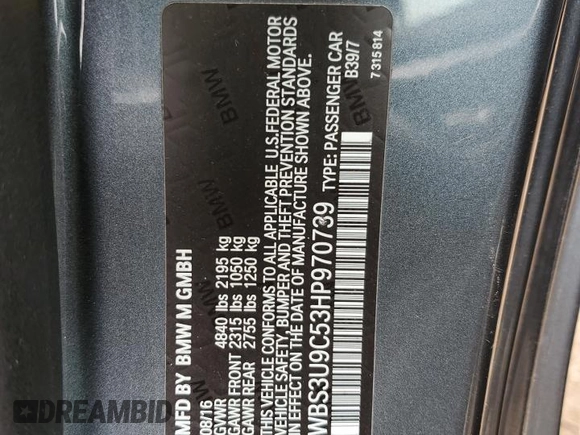 2017 BMW M4 with VIN WBS3U9C53HP970739, listed as a Copart auction lot 54540684 with 69,406 mi miles and Salvage Title. Bid and sale history available at carsss.com. Image 12.