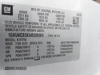 2010 GMC Yukon SLT with VIN 1GKUKCE0XAR286060, listed as a IAAI auction lot 41900285 with 307,912 mi miles. Bid and sale history available at carsss.com. Image 9.