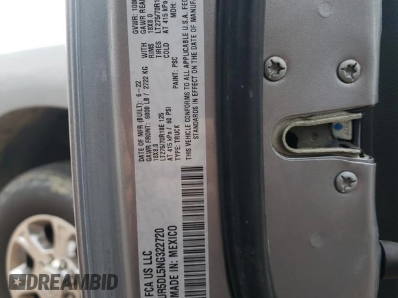 2022 Ram 2500 Big Horn with VIN 3C6UR5DL5NG322720, listed as a Copart auction lot 85967934 with 36,077 mi miles and Salvage Title. Bid and sale history available at carsss.com. Image 12.