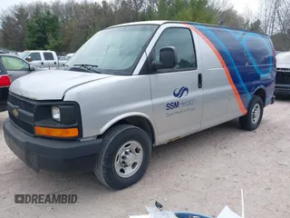 2010 Chevrolet Express Cargo Van with VIN 1GCZGFBA5A1170099, listed as a IAAI auction lot 42155958 with 400,854 mi miles. Bid and sale history available at carsss.com. Image 2.