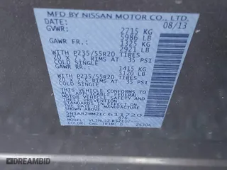 2014 Nissan Pathfinder S with VIN 5N1AR2MM2EC611720, listed as a IAAI auction lot 41863203 with 241,234 mi miles. Bid and sale history available at carsss.com. Image 9.