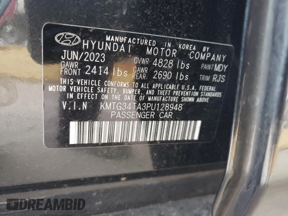 2023 Genesis G70 2.0T with VIN KMTG34TA3PU128948, listed as a Copart auction lot 43289344 with 13,153 mi miles and Clean Title. Bid and sale history available at DreamBid. Image 12.