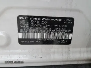 2018 Mitsubishi Outlander SEL z VIN JA4AR4AW0JU003733, wystawiony jako Copart lot #84854894 z przebiegiem 103 564 mil mil oraz Szkoda całkowita • Salvage title. Historia ofert i sprzedaży dostępna na DreamBid. Obrazek 14.