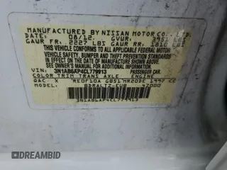 2012 Nissan Sentra S with VIN 3N1AB6AP4CL779913, listed as a Copart auction lot 59927105 with 120,450 mi miles and Salvage title. Bid and sale history available at DreamBid. Image 12.