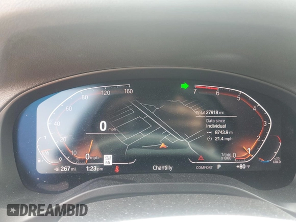 2020 BMW X3 xDrive30i with VIN 5UXTY5C08LLT32459, listed as a Copart auction lot 54904225 with 27,918 mi miles and Salvage Title. Bid and sale history available at DreamBid. Image 9.