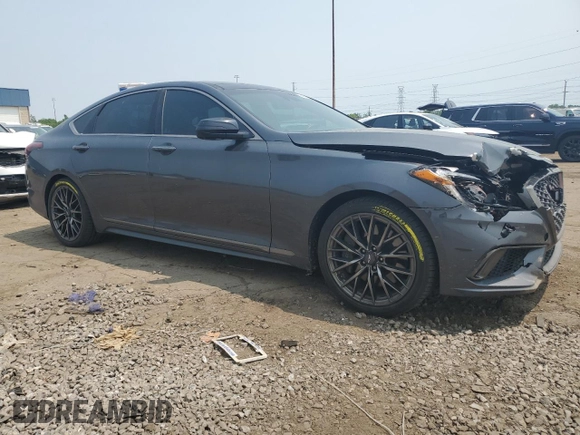 2018 Genesis G80 Sport with VIN KMHGN4JB0JU257124, listed as a Copart auction lot 59428525 with 92,157 mi miles and Salvage title. Bid and sale history available at DreamBid. Image 4.