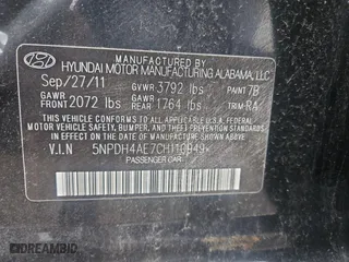 2012 Hyundai Elantra GLS PZEV with VIN 5NPDH4AE7CH110949, listed as a Copart auction lot 54098735 with 159,469 mi miles and Clean Title. Bid and sale history available at carsss.com. Image 10.
