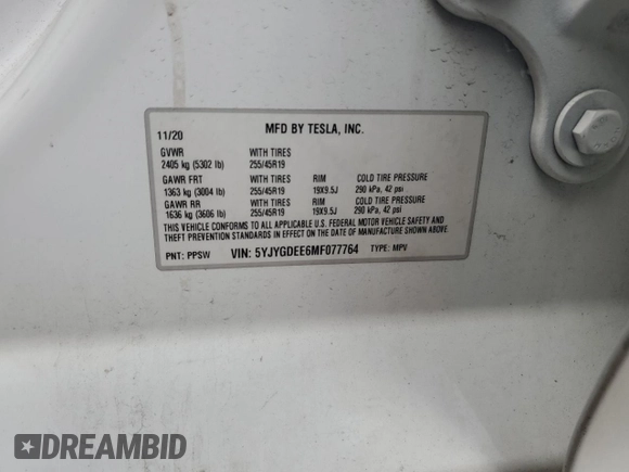 2021 Tesla Model Y Long Range z VIN 5YJYGDEE6MF077764, wystawiony jako Copart lot #53814015 z przebiegiem 87 903 mil mil oraz Szkoda całkowita • Salvage title. Historia ofert i sprzedaży dostępna na DreamBid. Obrazek 13.