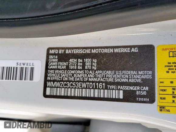 2014 MINI Countryman S with VIN WMWZC3C53EWT01161, listed as a Copart auction lot 50586965 with 151,813 mi miles and Salvage Title. Bid and sale history available at DreamBid. Image 13.