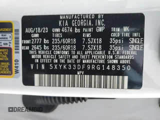 2024 Kia Sportage EX with VIN 5XYK33DF9RG148350, listed as a Copart auction lot 58558435 with 26,761 mi miles and Salvage title. Bid and sale history available at DreamBid. Image 13.
