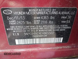 2014 Hyundai Sonata GLS z VIN 5NPEB4AC4EH865502, wystawiony jako IAAI lot #42086730 z przebiegiem 223 622 mil mil oraz . Historia ofert i sprzedaży dostępna na DreamBid. Obrazek 9.