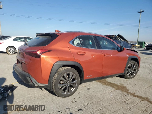 2020 Lexus UX 250h F Sport with VIN JTHR9JBH9L2024777, listed as a Copart auction lot 48726805 with 34,462 mi miles and Salvage title. Bid and sale history available at DreamBid. Image 3.