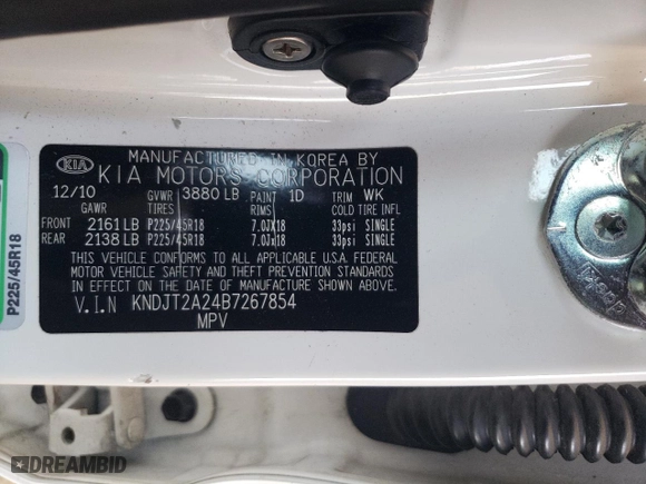 2011 Kia Soul + with VIN KNDJT2A24B7267854, listed as a Copart auction lot 86184844 with 118,258 mi miles and Salvage Title. Bid and sale history available at carsss.com. Image 12.