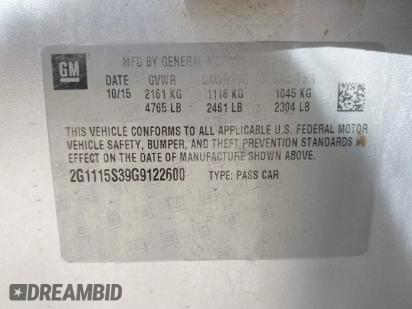 2016 Chevrolet Impala LT z VIN 2G1115S39G9122600, wystawiony jako IAAI lot #41871816 z przebiegiem 113 333 mil mil oraz . Historia ofert i sprzedaży dostępna na DreamBid. Obrazek 9.