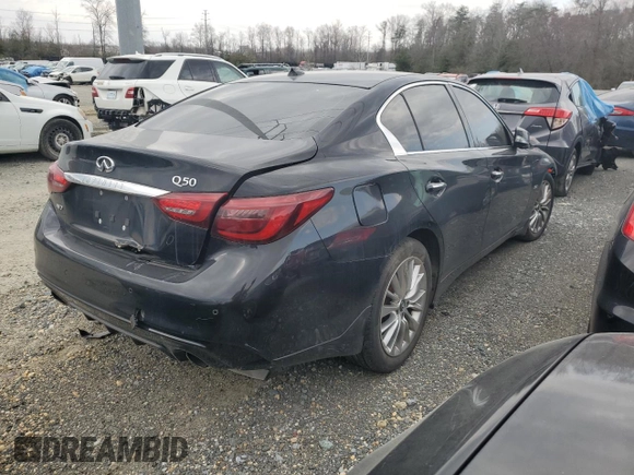 2019 Infiniti Q50 Luxe with VIN JN1EV7AR6KM553747, listed as a Copart auction lot 45784085 with Not Provided miles and Salvage Title. Bid and sale history available at carsss.com. Image 3.