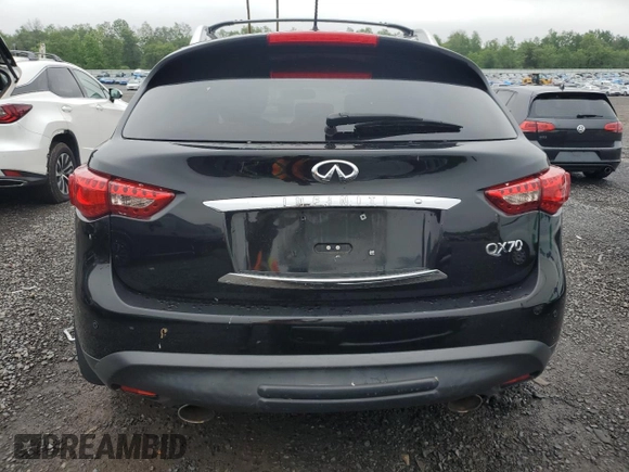 2015 Infiniti QX70 with VIN JN8CS1MW0FM482227, listed as a Copart auction lot 56796535 with 139,531 mi miles and Salvage title. Bid and sale history available at DreamBid. Image 6.