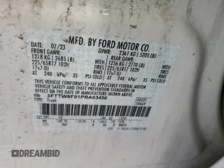 2023 Ford Maverick XL z VIN 3FTTW8F91PRA63456, wystawiony jako Copart lot #56873135 z przebiegiem Nie podano mil oraz Szkoda całkowita • Salvage title. Historia ofert i sprzedaży dostępna na DreamBid. Obrazek 13.