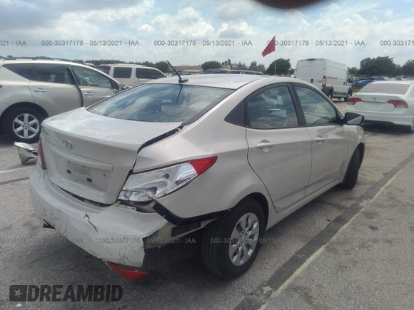 2016 Hyundai Accent SE with VIN KMHCT4AE3GU137129, listed as a IAAI auction lot 41695820 with 43,367 mi miles and . Bid and sale history available at DreamBid. Image 4.