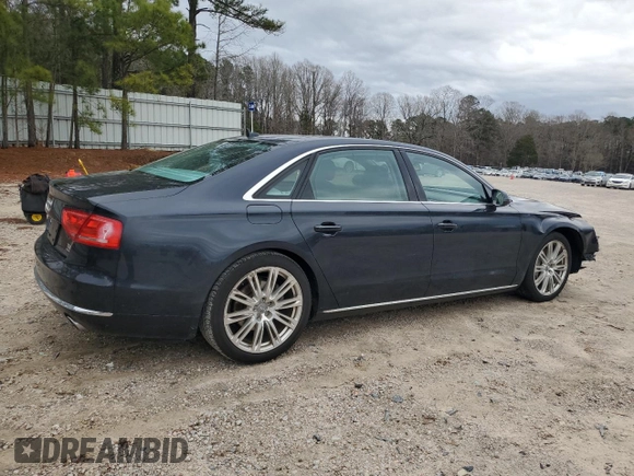 2014 Audi A8 3.0L TDI with VIN WAURMAFD1EN011155, listed as a Copart auction lot 49234365 with 106,967 mi miles and Salvage title. Bid and sale history available at DreamBid. Image 3.