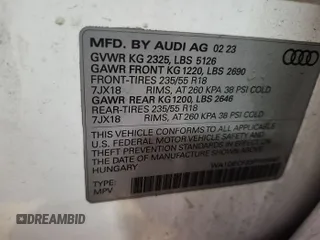 2023 Audi Q3 S line Premium with VIN WA1DECF33P1105667, listed as a IAAI auction lot 42731224 with 48,717 mi miles and . Bid and sale history available at DreamBid. Image 15.