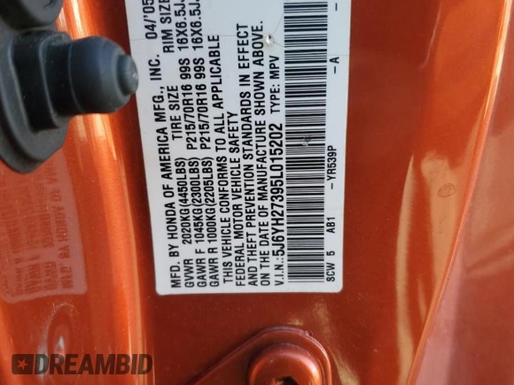 2005 Honda Element with VIN 5J6YH27395L015202, listed as a Copart auction lot 46863655 with 91,245 mi miles and Salvage Title. Bid and sale history available at DreamBid. Image 13.