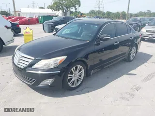 2013 Hyundai Genesis 3.8L with VIN KMHGC4DD4DU236901, listed as a IAAI auction lot 42093599 with 216,864 mi miles. Bid and sale history available at carsss.com. Image 2.