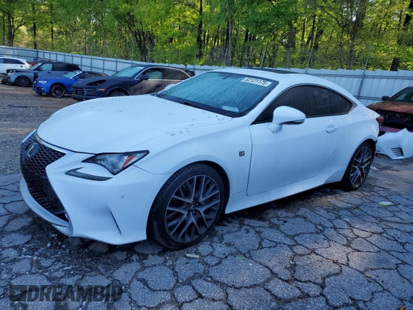2015 Lexus RC 350 F Sport with VIN JTHHE5BC3F5002960, listed as a Copart auction lot 52121175 with 5,505 mi miles and Salvage title. Bid and sale history available at DreamBid. Image 1.