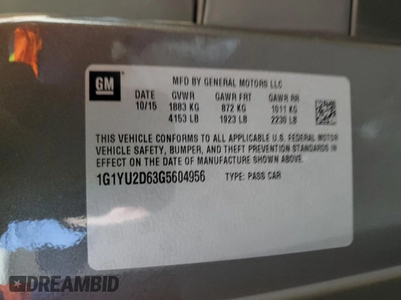 2016 Chevrolet Corvette Z06 3LZ with VIN 1G1YU2D63G5604956, listed as a Copart auction lot 77222634 with 29,658 mi miles and Salvage Title. Bid and sale history available at carsss.com. Image 15.