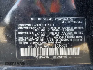 2018 Subaru Crosstrek Limited with VIN JF2GTAMC1JH306824, listed as a Copart auction lot 87843525 with 72,456 mi miles and Salvage title. Bid and sale history available at DreamBid. Image 13.