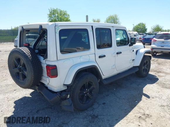 2021 Jeep Wrangler Unlimited Sahara z VIN 1C4HJXEN2MW528137, wystawiony jako IAAI lot #42134514 z przebiegiem 50 030 mil mil oraz . Historia ofert i sprzedaży dostępna na DreamBid. Obrazek 4.